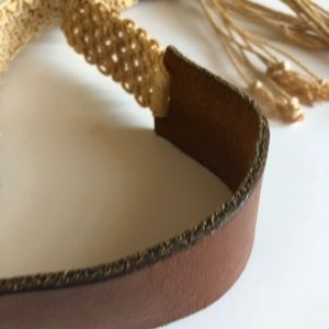 Vintage macrame leather tie belt